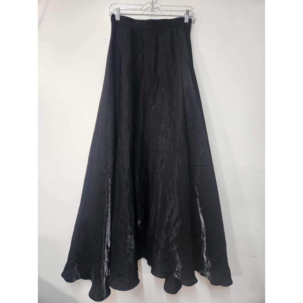 Vintage JS Collections Womens High Waist Maxi Skirt Black Shimmer Size 6. H
